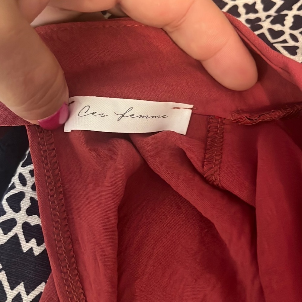 Anthropologie Ces Femme Maroon Mock Neck Pleated Blouse. Sz S - Picture 10 of 11